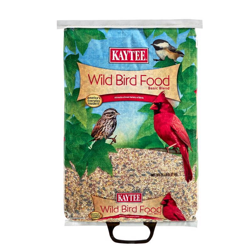 Emery Jensen wild birdseed in a 20lb bag, showing colorful birdseed mix for attracting various wild birds.
