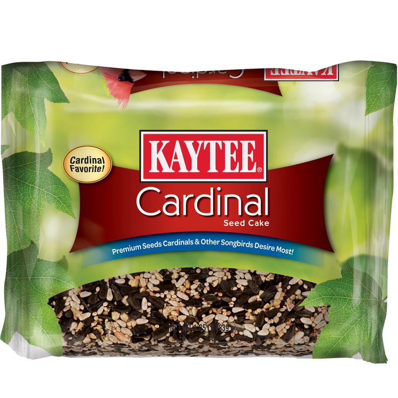 Emery Jensen Cardinal Cake bird seed in 1.85lb cake, featuring colorful bird seed blend for attracting cardinals to your yard.