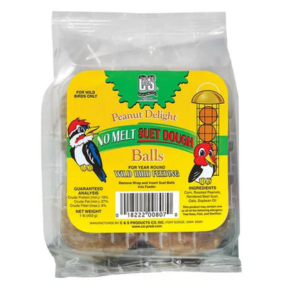 Emery Jensen CS Peanut Delight Dough bird seed mix in a clear container, showing colorful seeds and bird feed texture.