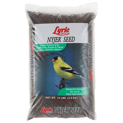 Emery Jensen Lyric Nyjer seed bird seed in a bag, providing nutritious bird feed for wild and backyard birds.