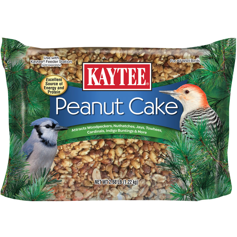 Emery Jensen peanut cake bird seed block, 2.68 lb, designed for attracting and feeding wild birds with nutritious peanut mix.
