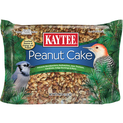Emery Jensen peanut cake bird seed block, 2.68 lb, designed for attracting and feeding wild birds with nutritious peanut mix.