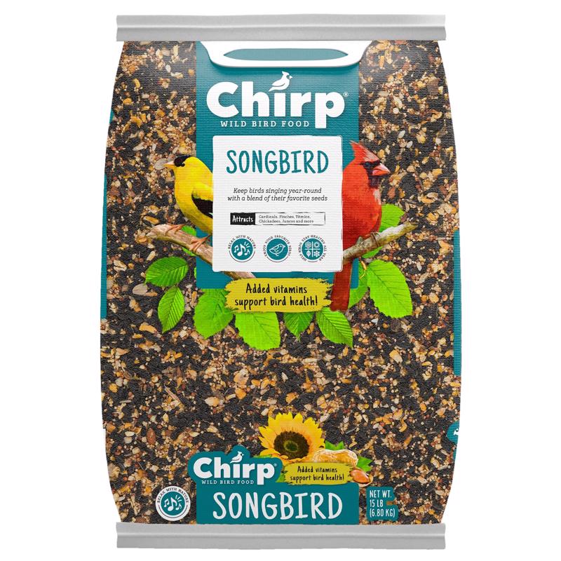 Emery Jensen wild bird seed in a 15lb bag, designed to attract and feed wild birds in your garden.