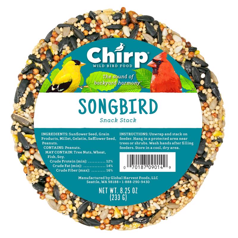 Emery Jensen bird seed in an 8.25oz bag, suitable for wild birds, shown in a clear, resealable package.