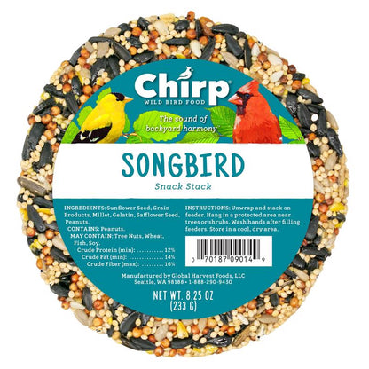 Emery Jensen bird seed in an 8.25oz bag, suitable for wild birds, shown in a clear, resealable package.