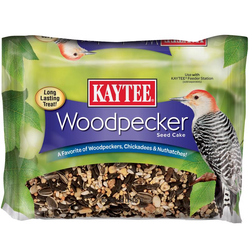 Woodpecker bird seed cake by Emery Jensen, 1.85 lb, featuring a natural bird feeder treat for woodpeckers and garden birds.