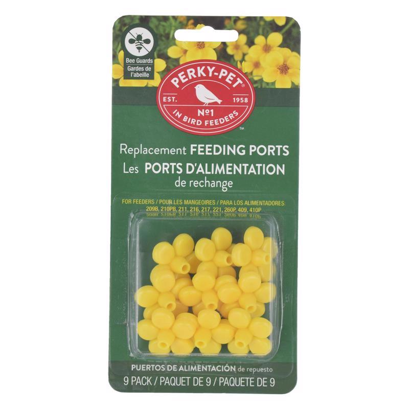 Yellow bee guard flower birding accessories by Emery Jensen, 9-pack, designed to protect birds from bee disturbances