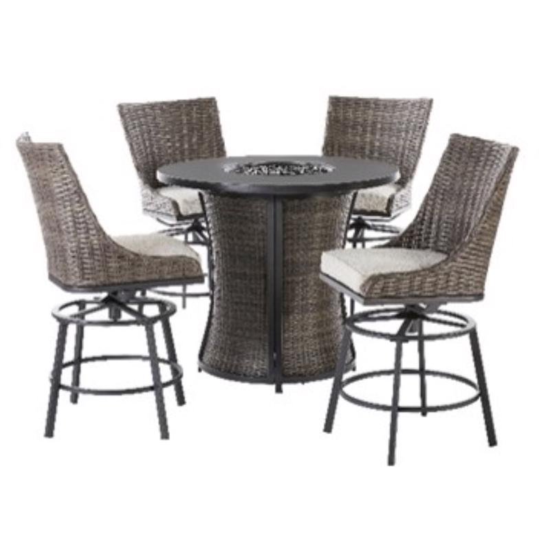 Emery Jensen 5-piece fire dining bistro set with metal table and four chairs, outdoor patio furniture for dining and relaxation.