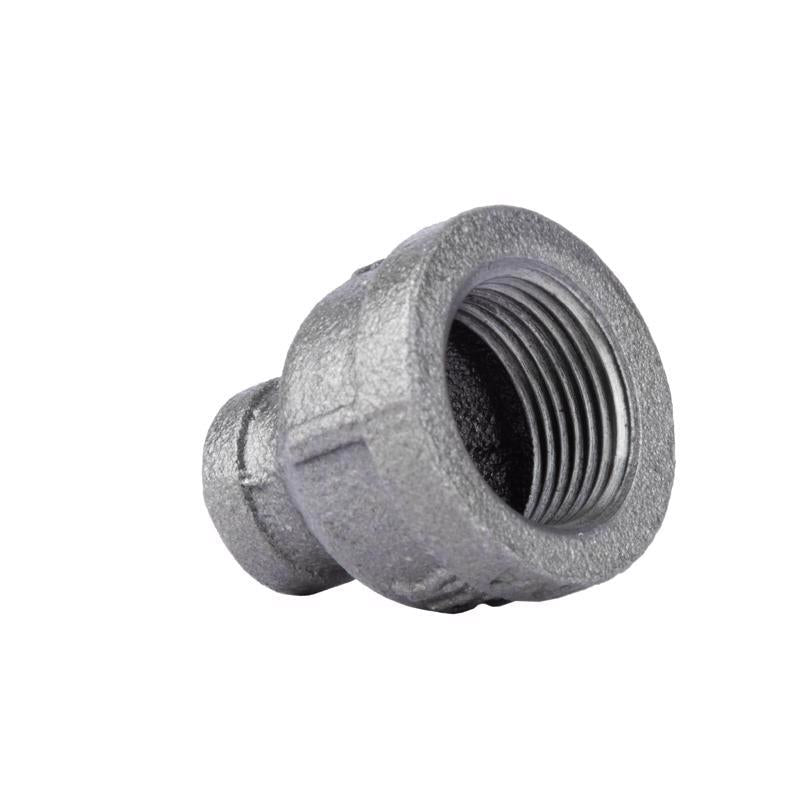 Black iron fittings from Emery Jensen, RDCING coupling 3/8 inch by 1/4 inch, used for plumbing and piping connections.