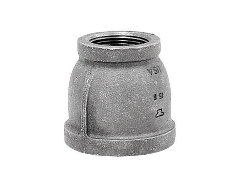 Black iron coupling fitting from Emery Jensen, designed for 3/8 to 1/4 inch black iron pipe connections.