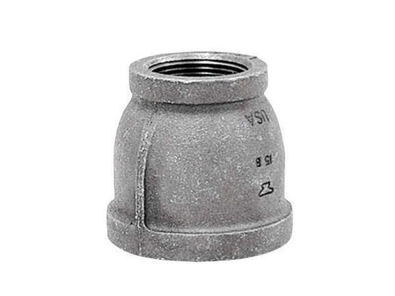 Couple of Emery Jensen black iron fittings, 1.25x1 inch, U.S. type, shown in black iron material for plumbing or construction.