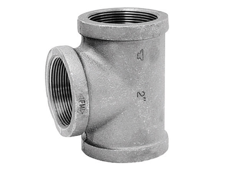 Black iron fitting, MI RDTEE 1-1/4" FX1-1/4", from Emery Jensen, showing a T-shaped connector for plumbing or piping systems.