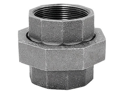 Black iron union fitting, 2-inch, from Emery Jensen's U.S. black iron fittings collection, designed for durable pipe connections.