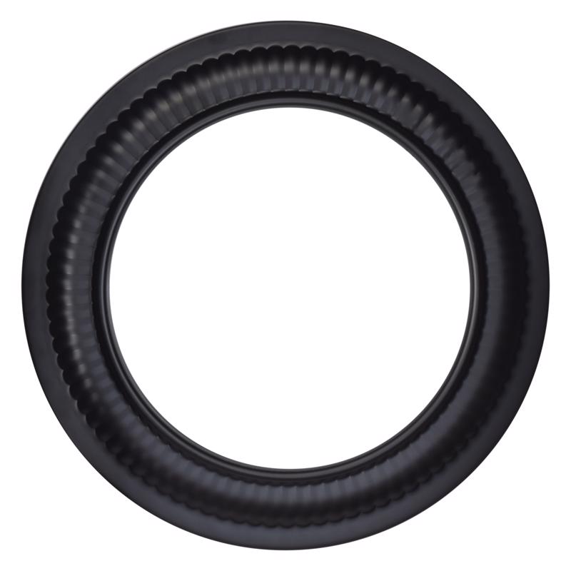 Black 24-gauge stove pipe collar fitting from Emery Jensen for black pipe and fittings installation.