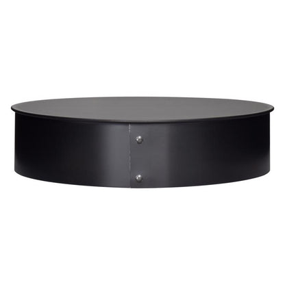 Black 8-inch stove pipe cap from Emery Jensen, made of 24-gauge steel, designed for secure fitting on stove pipe exhaust systems.