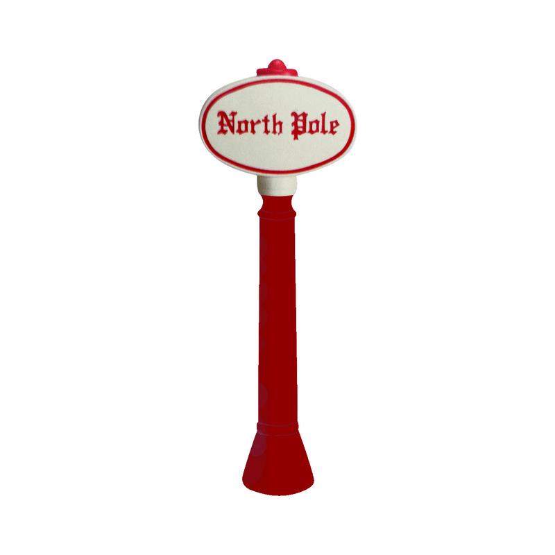 Emery Jensen North Pole sign blow mold, 45-inch holiday decoration with festive lettering and vibrant colors