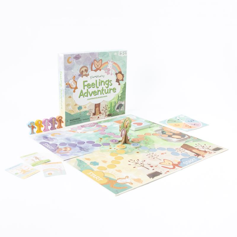 Emery Jensen 66-piece board and card game set featuring colorful game pieces and cards for family entertainment.