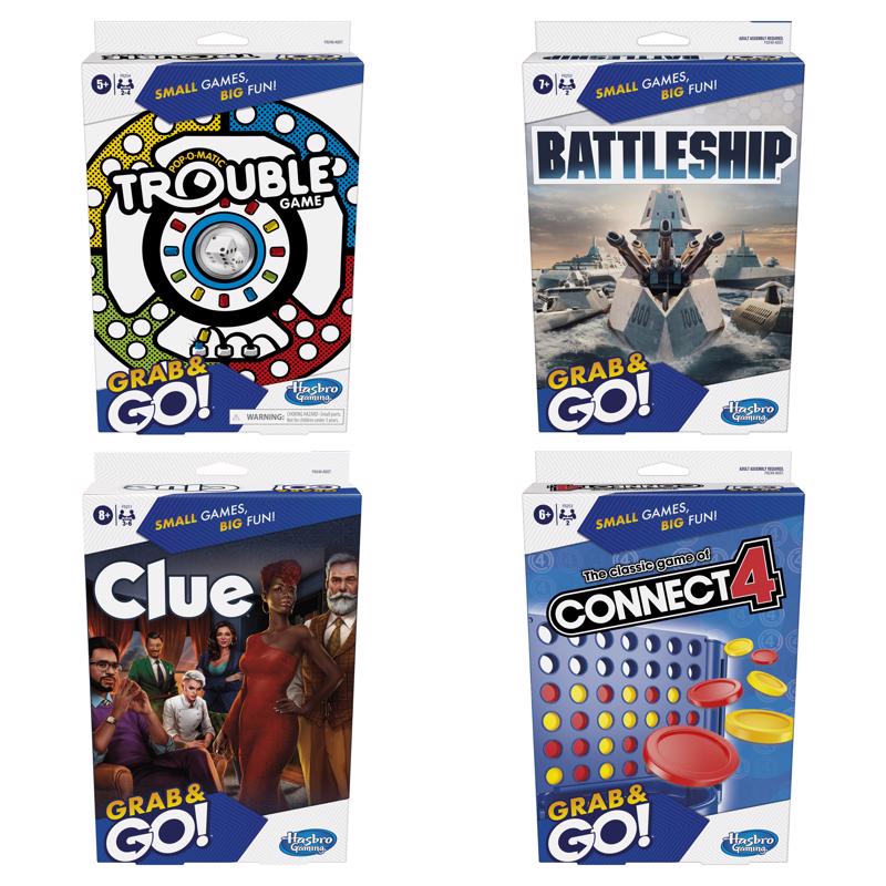 Emery Jensen Grab & Go game set featuring assorted board and card games for fun family and friends entertainment.