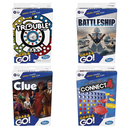 Emery Jensen Grab & Go game set featuring assorted board and card games for fun family and friends entertainment.