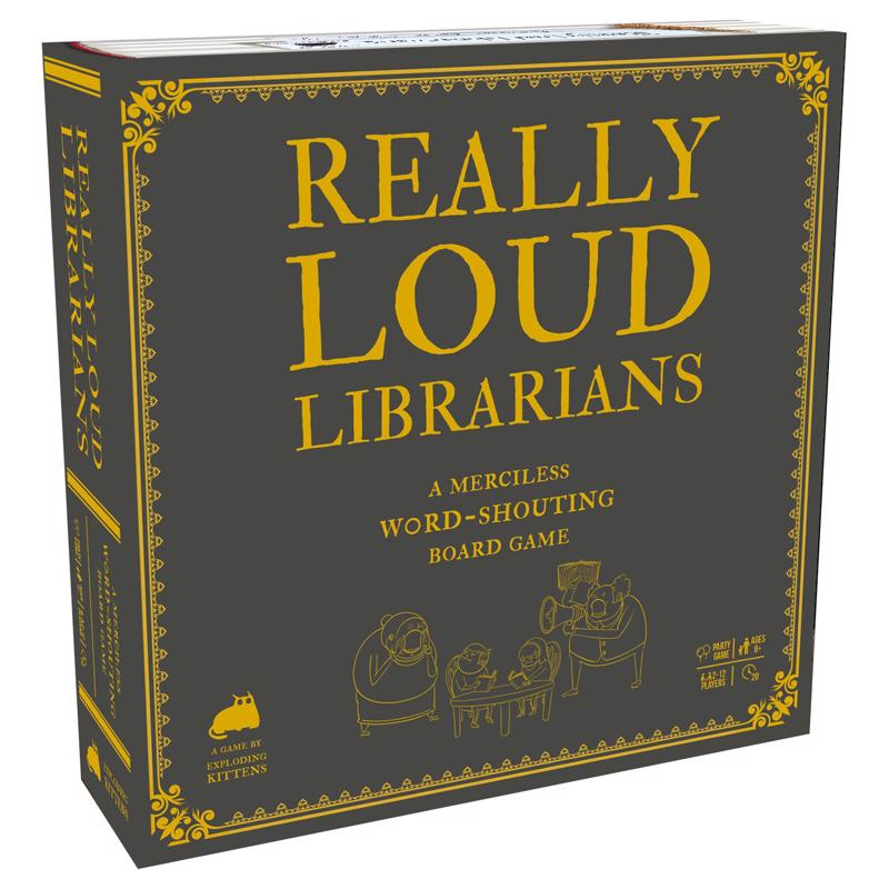 Emery Jensen Loud Librarians board game with colorful cards and game pieces on a table, designed for fun family and party play.