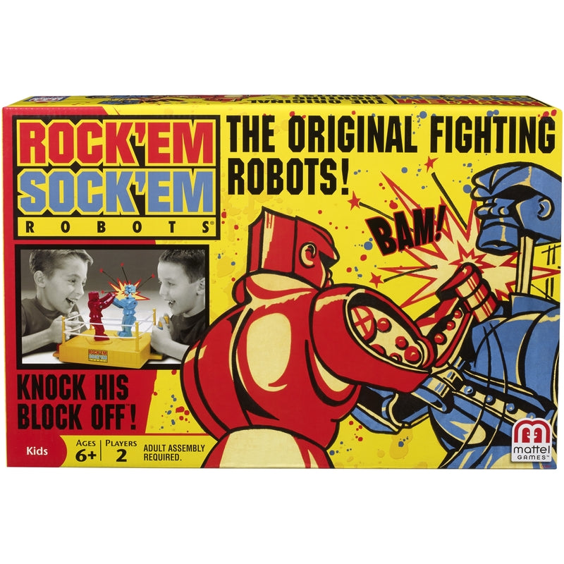 Emery Jensen Rock Em Sock Em Robot Game board and card game with colorful robot figures for interactive play.