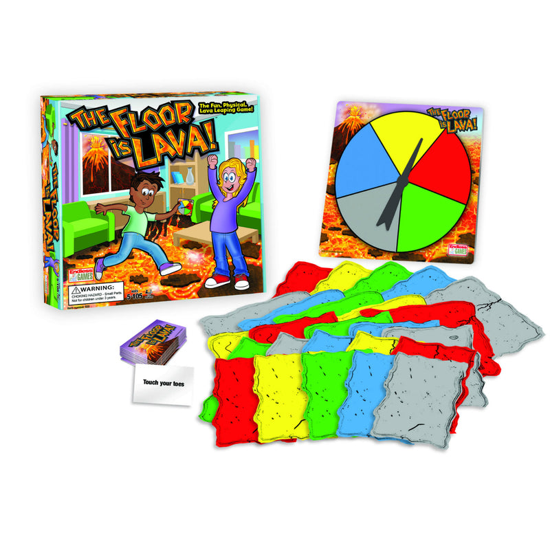 Emery Jensen The Floor Is Lava game featuring colorful game pieces and a vibrant game board for fun family entertainment.
