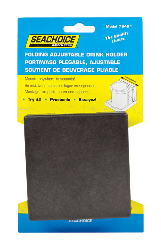 Black drink holder for boats by Emery Jensen, designed to securely hold beverages on marine vessels.