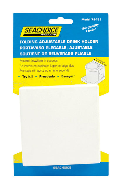 White drink holder from Emery Jensen boat accessories, mounted on a boat interior for holding beverages securely.