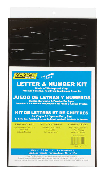 Emery Jensen boat accessories set with 148 black number and letter decals for marine identification and customization.