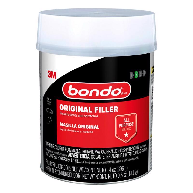 Emery Jensen auto body filler can in 14oz container, used for repairing and smoothing automotive body surfaces.
