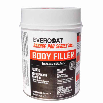 Emery Jensen gray body filler in a 102 oz container, used for automotive body repair and surface smoothing.