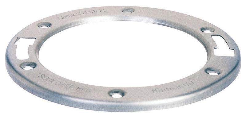 Stainless steel closet ring bolt and gasket set by Emery Jensen, showing the bolts and gasket components for plumbing fixtures.