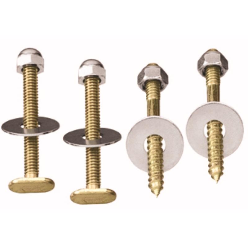 Emery Jensen toilet bolt set with bolts and gaskets for secure toilet installation and leak prevention.
