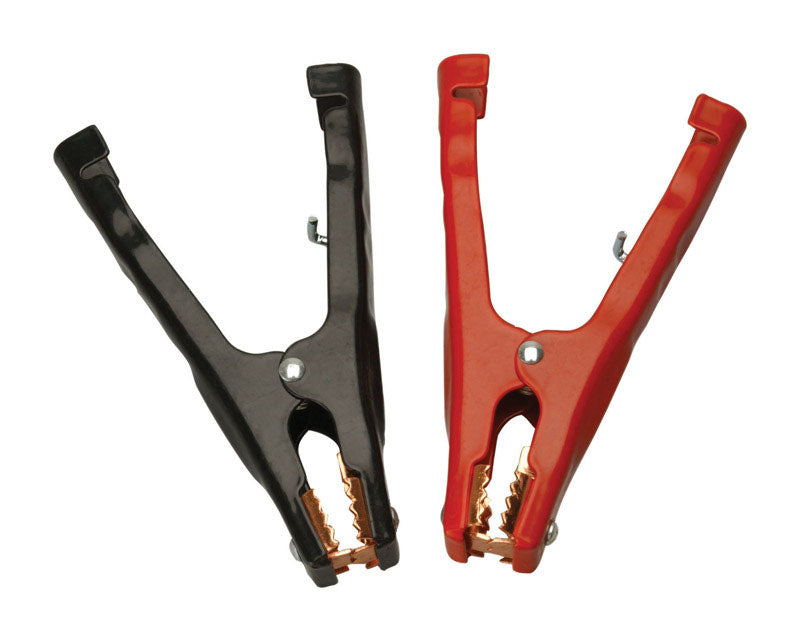 Emery Jensen clamp booster cable 400A for jump-starting vehicles, with red and black clamps and heavy-duty cables.