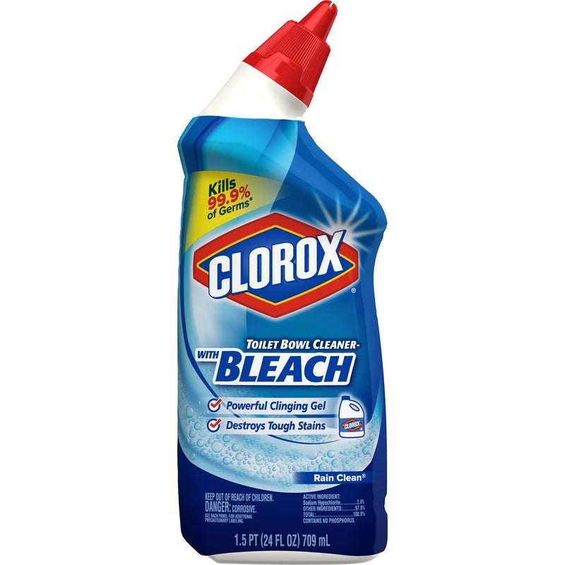 Emery Jensen Clorox toilet bowl cleaner liquid in a pack of 12 bottles, designed for effective bathroom cleaning and sanitation.