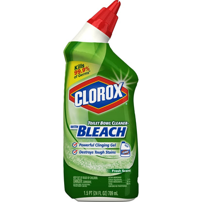 Emery Jensen Clorox liquid toilet bowl cleaner, 24 oz bottles, pack of 12, for effective bathroom sanitation cleaning