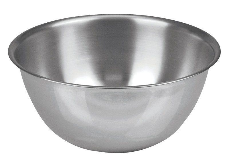 Emery Jensen stainless steel 5-quart mixing bowl, ideal for baking and food prep, with a smooth, shiny finish.