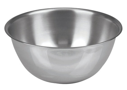 Emery Jensen stainless steel 5-quart mixing bowl, ideal for baking and food prep, with a smooth, shiny finish.