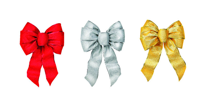 Assorted CMAS bows and ribbons by Emery Jensen in 14-inch size, pack of 12, decorative craft and gift wrapping accessories.