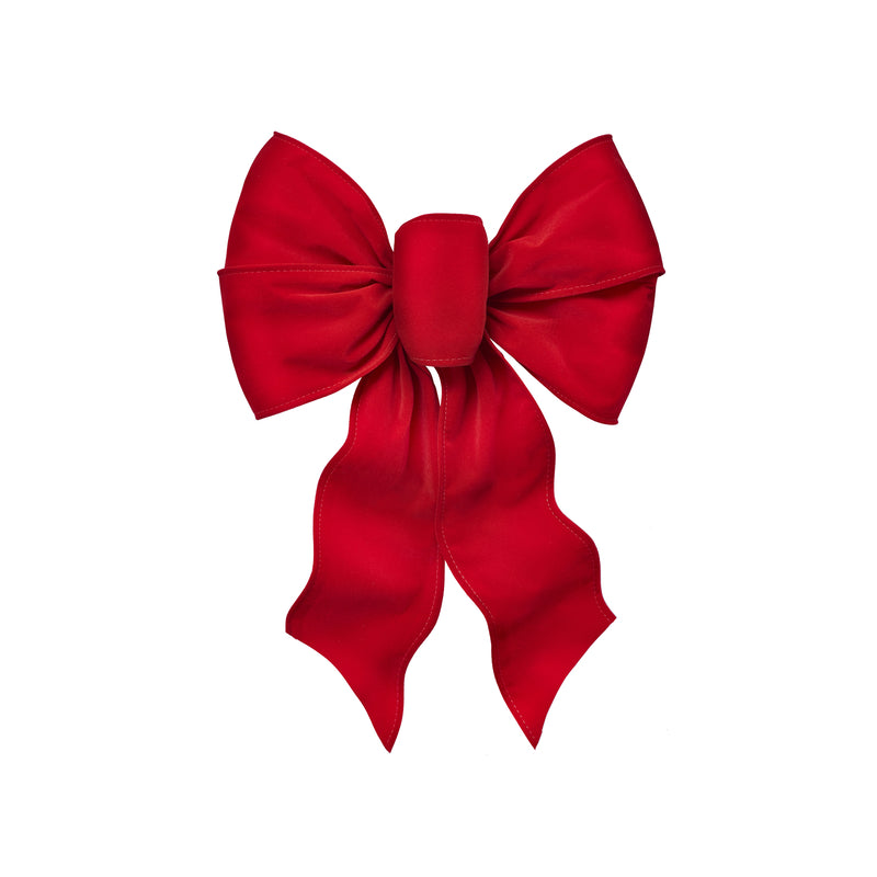 Red Velve wire bow with 5 loops from Emery Jensen, shown in a pack of 12, perfect for gift wrapping and decorations.