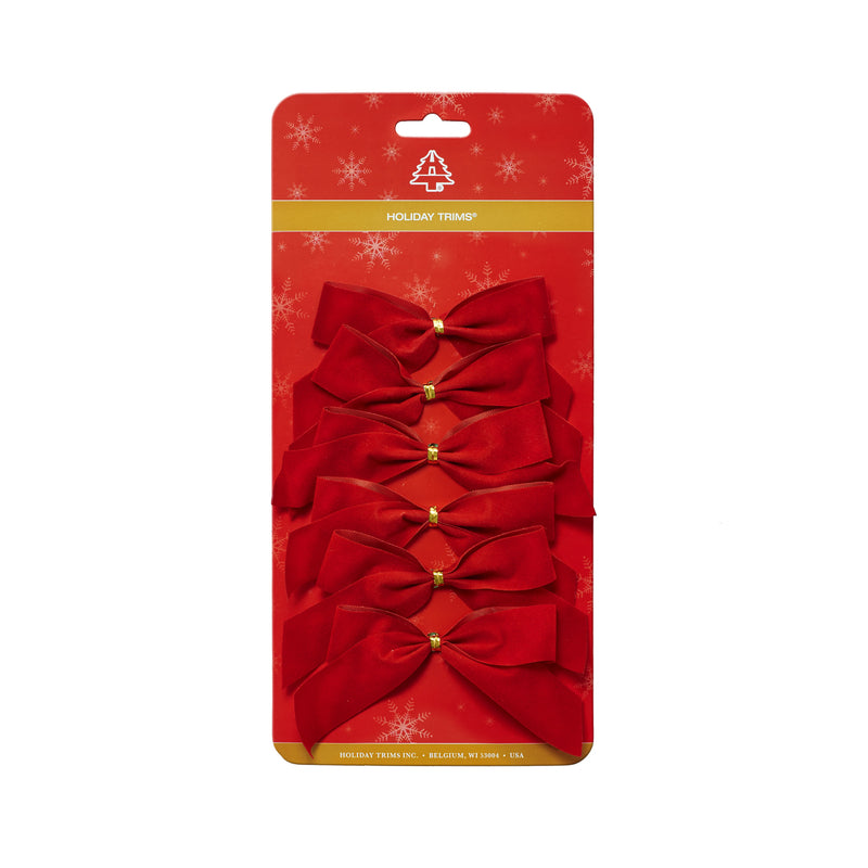 Red velvet bows from Emery Jensen, 2-pack of decorative ribbon bows, perfect for gift wrapping and craft projects.