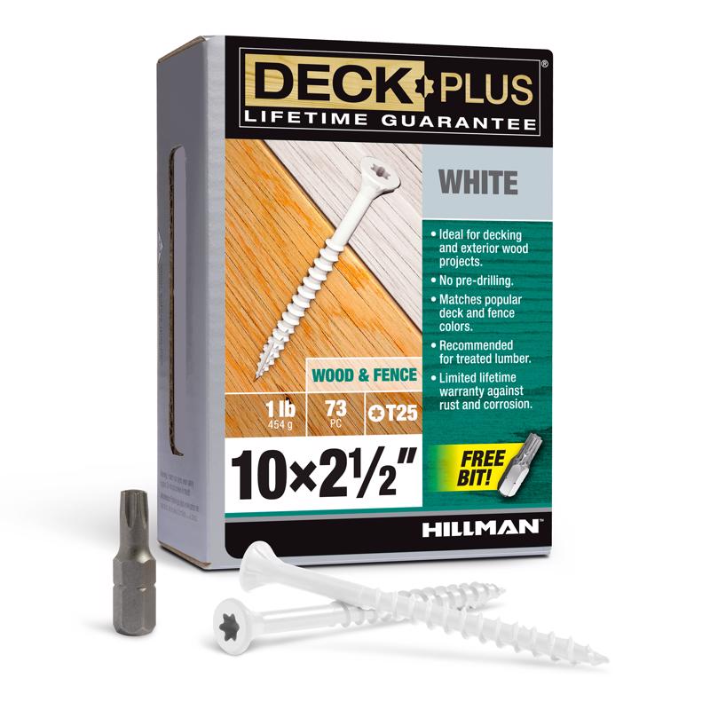 Emery Jensen boxed 1lb DCK screws, 10x2.5 inches, white finish, suitable for woodworking and construction projects