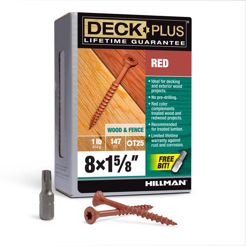 DCK SCREW 8X1-5/8" RED 1#
