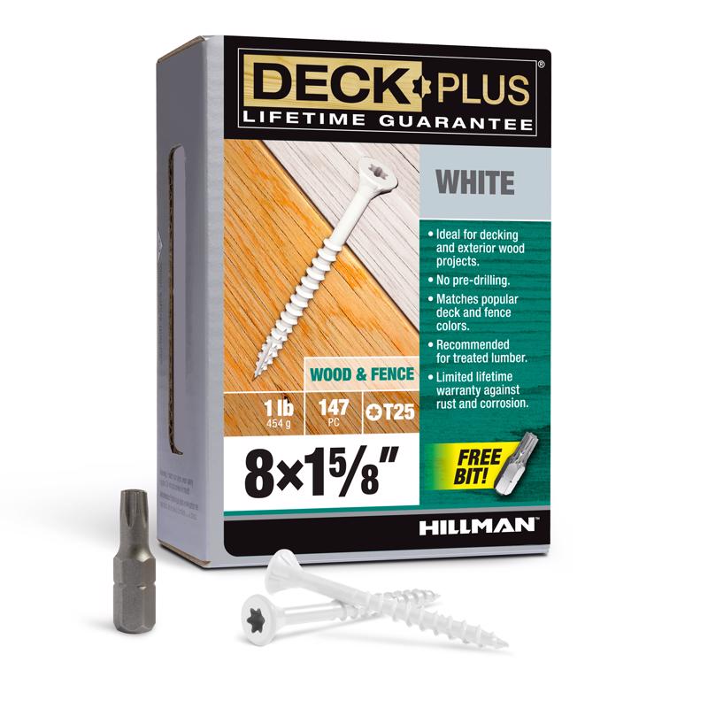 Emery Jensen boxed 1lb DCK screwdriver screw, 8x1.625 inch, steel construction, suitable for woodworking and general repairs.