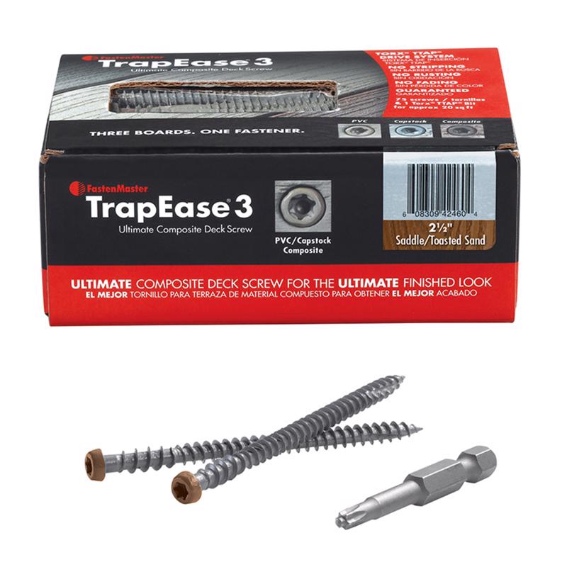 Emery Jensen boxed 1lb deck screw set with composite saddle for outdoor decking and construction projects.