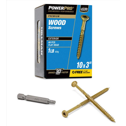 Boxed Emery Jensen star drive deck screws, size #10x3 inches, 1lb box, suitable for woodworking and construction projects.