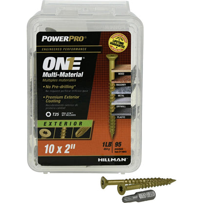 Boxed Emery Jensen multi screw #10x2 inch in bronze finish, 1 lb pack, suitable for various construction and woodworking projects.