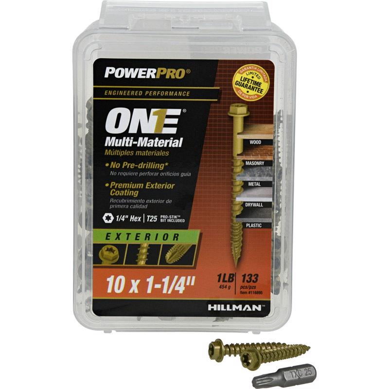 Boxed bronze screw from Emery Jensen, size #10x1-1/4 inch, 1-pound pack, showing the screw's bronze finish and packaging.