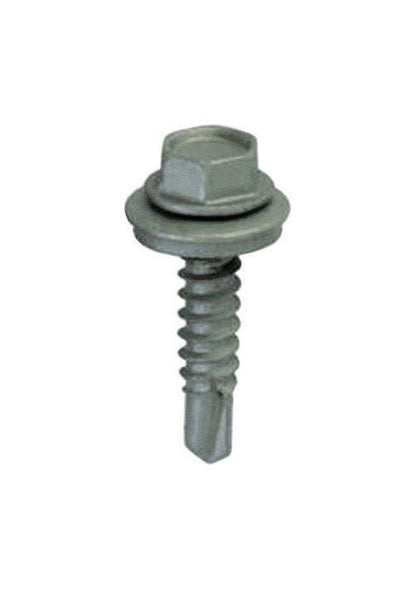 Box of Emery Jensen #12x2 inch hex screws with washers, 50 pack, in a 1-pound box, suitable for construction and woodworking projects.