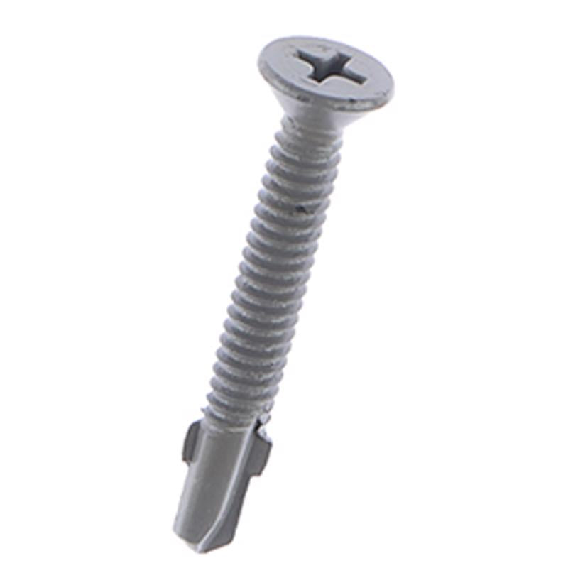 Boxed Emery Jensen 1lb set of #10 x 1-7/16 inch Phillips flat head wood screws on a white background